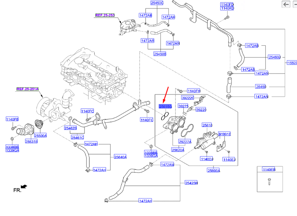 Kia Gasket Termostato Korpusas Hyundai Elantra Ioniq 2021 2023 Originalus 2564203001