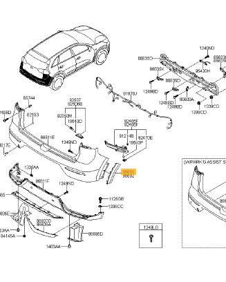 KIA NIRO MK1 Galinės Kairės Pusės Bamperio Apdaila Originali 86681G5000