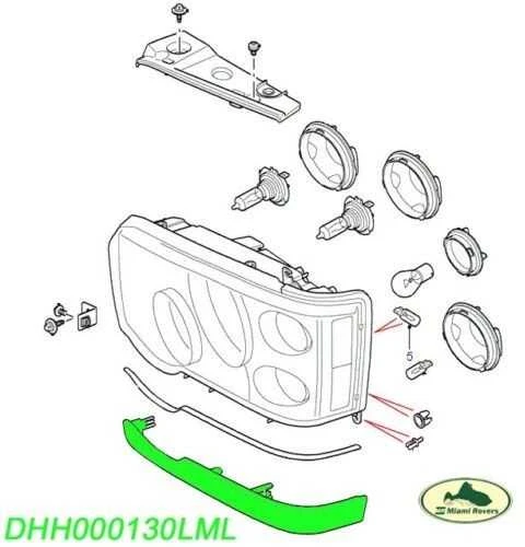 Land Rover Discovery 2 II priekinio žibinto apdailos detalė Kairysis vairuotojas 2003~2004 Originalus DHH000130LML