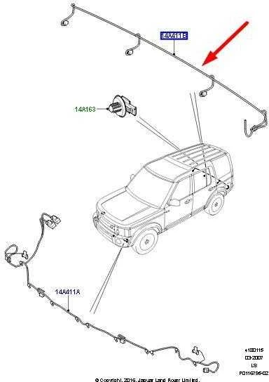 LAND ROVER DISCOVERY 3 L319 Galinės parkavimo jutiklio laidai LR014679 Naujas originalus