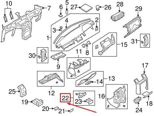LAND ROVER DISCOVERY 3 L319 prietaisų skydelis peleninė Originali LR027756