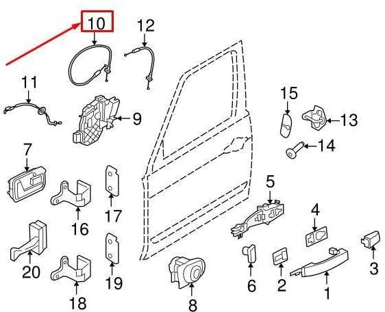 LAND ROVER DISCOVERY 4 L319 Priekinių kairės pusės durų užrakto trosas originalus FQZ000205