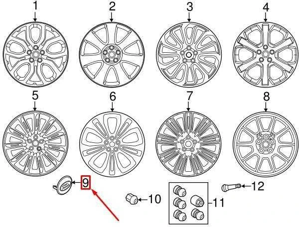 LAND ROVER DISCOVERY 4 L319 Ratlankio Centrinė Kepurė Satino Sidabrinė LR069900 NAUJA ORIGINALI