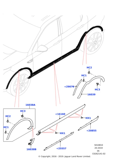 Land Rover Discovery galinės kairės ratų arkos LR078878