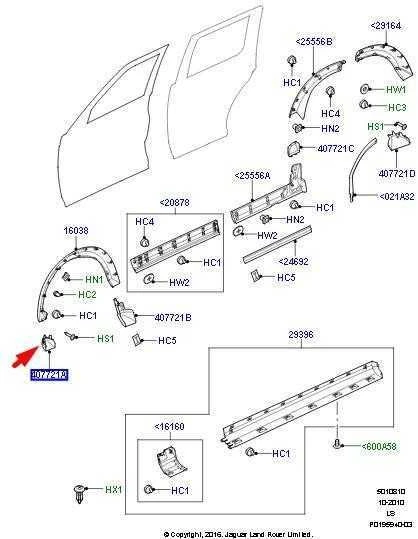 LAND ROVER DISCOVERY L319 Priekinio dešiniojo lanko dangtelio liejimo detalė originali LR010633