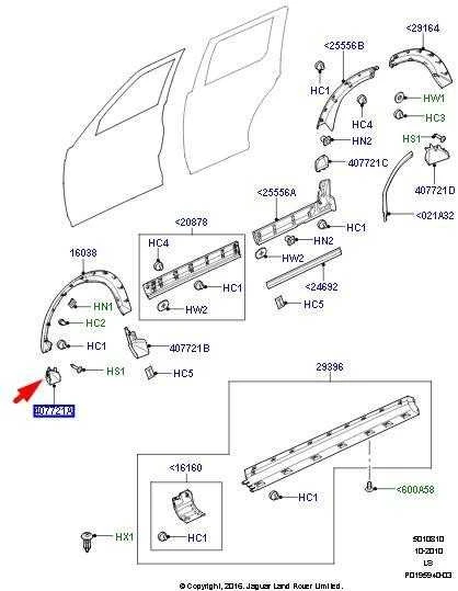 LAND ROVER DISCOVERY L319 Priekinio dešiniojo lanko dangtelio liejimo detalė originali LR010633