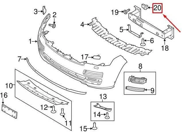 LAND ROVER DISCOVERY L462 smūgio strypo U formos veržlė originali KYH500100