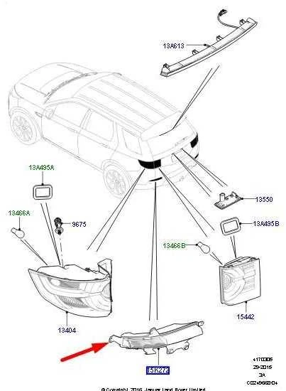 LAND ROVER DISCOVERY SPORT L550 Galinis dešinysis rūko žibintas LR102041 Naujas originalus
