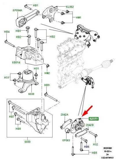 LAND ROVER DISCOVERY SPORT L550 Variklio laikiklis LR039527 Naujas originalus