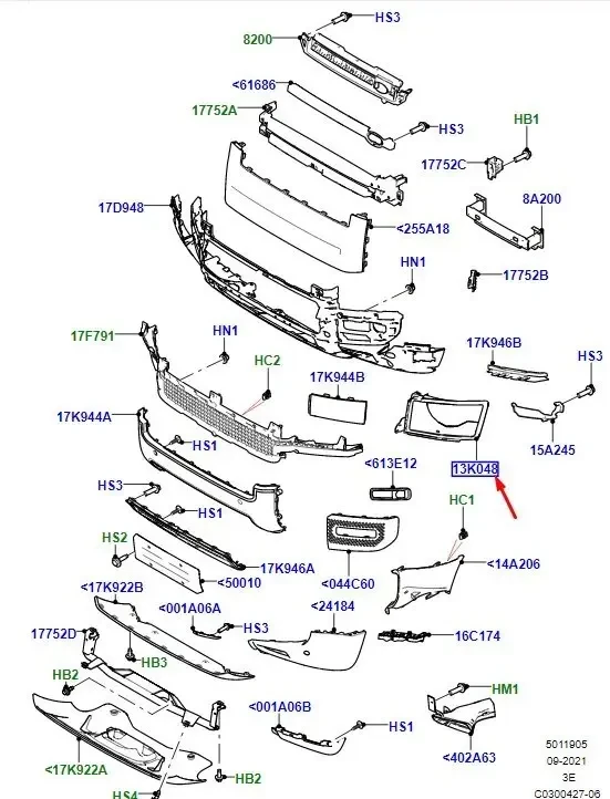 Land Rover L663 Kairės pusės žibinto apdaila Originali LR180933