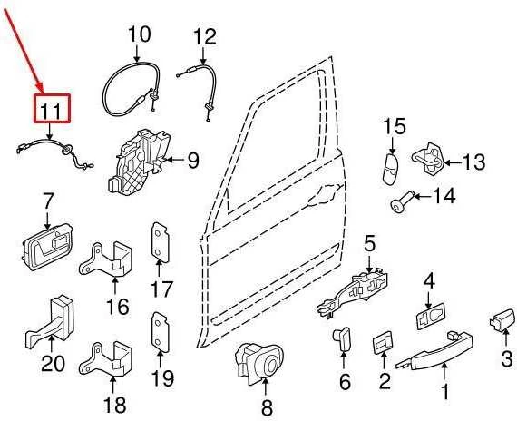 LAND ROVER LR DISCOVERY 4 L319 VIDINĖS DURŲ RANKENOS ATLAISVINIMO TROSAS LR013916 ORIGINALUS