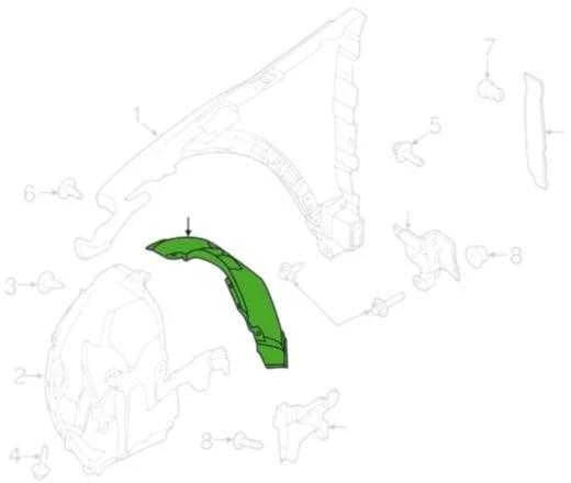 LAND ROVER LR RANGE ROVER EVOQUE L538 Priekinis dešinysis arkos įdėklas, galinė dalis LR096621 New Genuine
