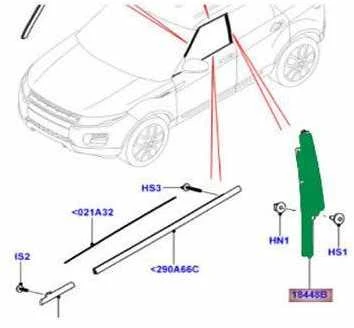 Land Rover Range Rover Evoque 5 Durų Dešinės Pusės Priekinės Durų Baigtuvė B Stulpelis Originalus LR050756