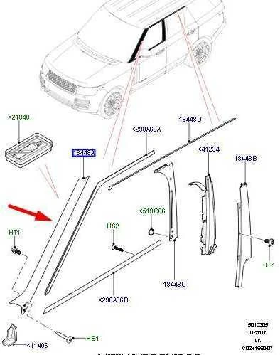 LAND ROVER RANGE ROVER L405 Dešinės A stulpelio apdailos juosta LR076494 Nauja originali