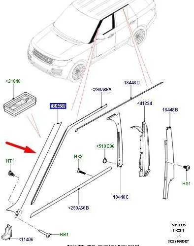 LAND ROVER RANGE ROVER L405 Dešinės A stulpelio apdailos juosta LR076494 Nauja originali