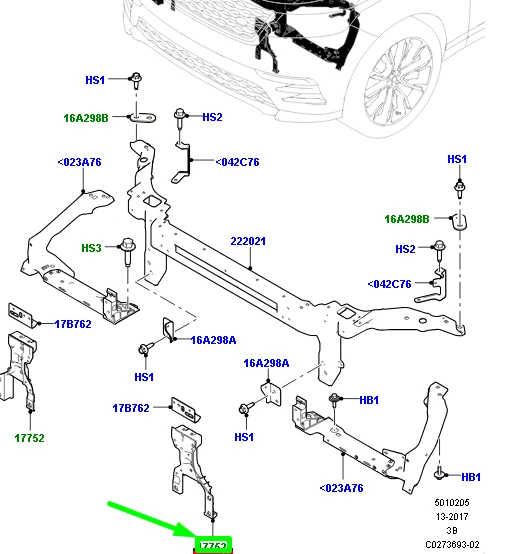 Land Rover Range Rover Velar L560 Dešinės Montavimo Šakelė Originalus LR143160