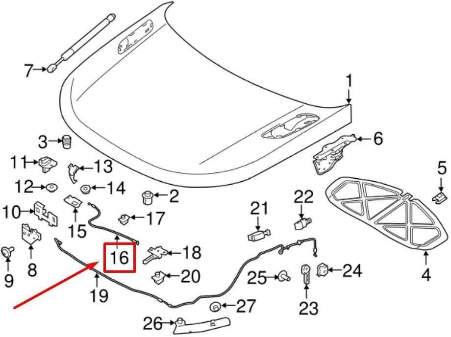 LAND ROVER RANGE ROVER VELAR L560 Kapoto atidarymo kabelis LR093225 NAUJAS ORIGINALUS