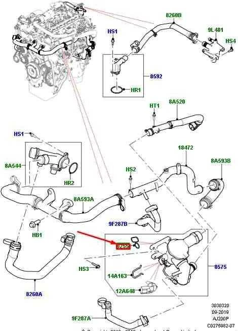 Land Rover Variklio Termostato Apsauga Range Rover Evoque L538 2012 2018 Originalus LR105592