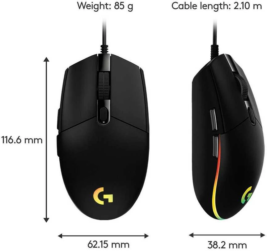 Žaidimų pelė Logitech G203 Lightsync RGB, Juodos spalvos