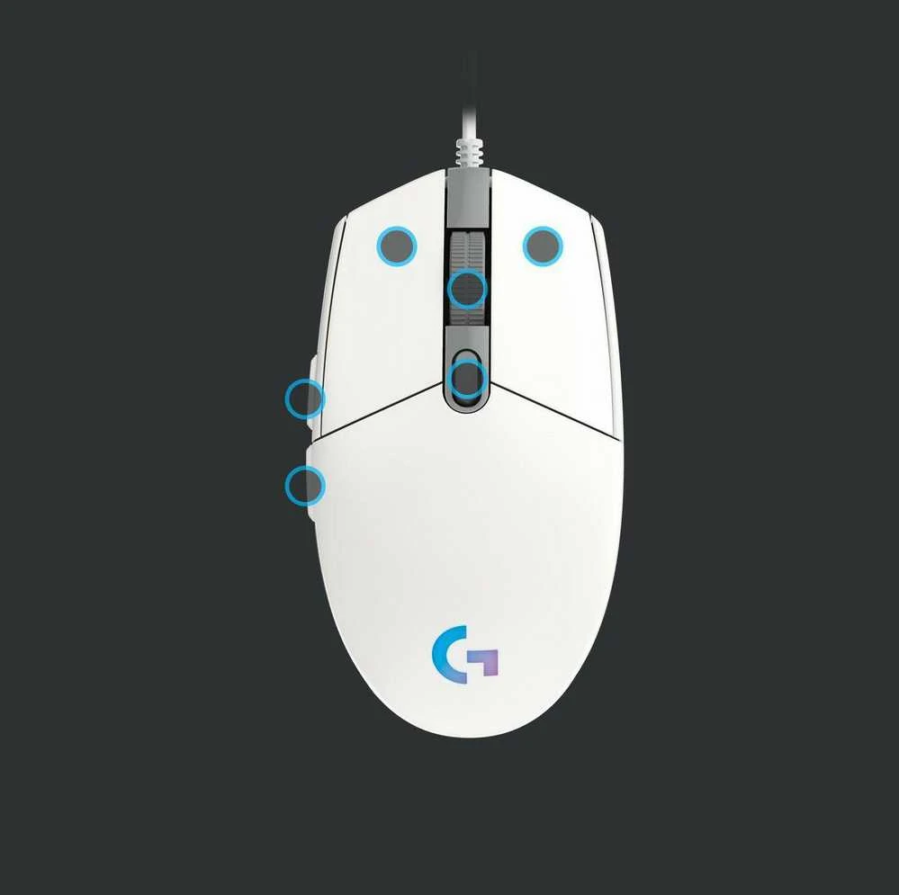 Žaidimų pelė Logitech G203 Lightsync RGB, Balta