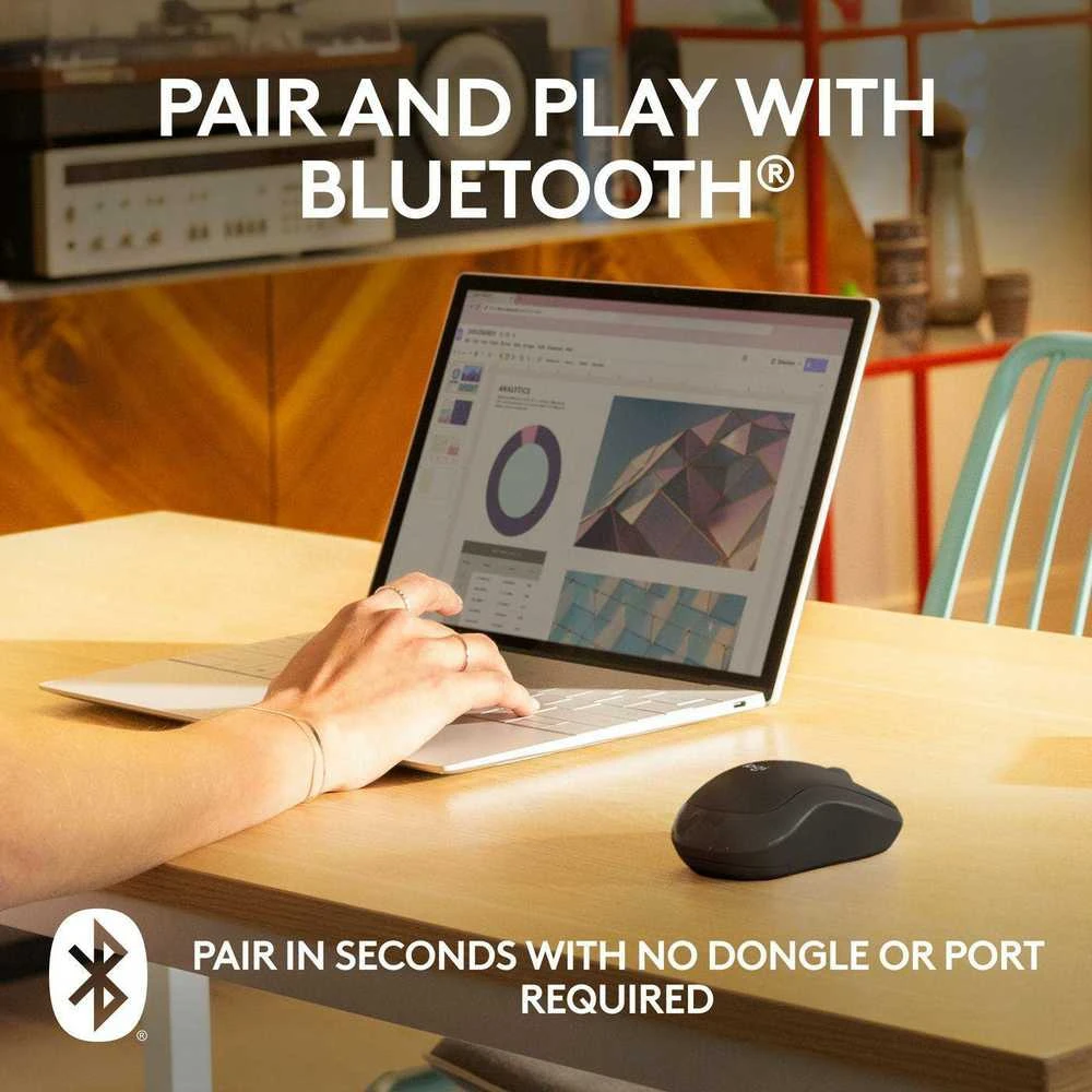 Belaidė pelė Logitech M240 Silent Bluetooth Mouse, grafito spalvos