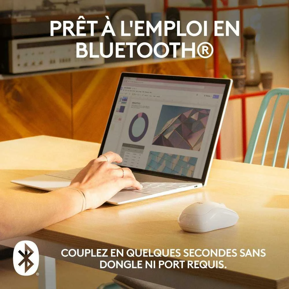Belaidė pelė Logitech M240 Silent Bluetooth Mouse, baltos spalvos