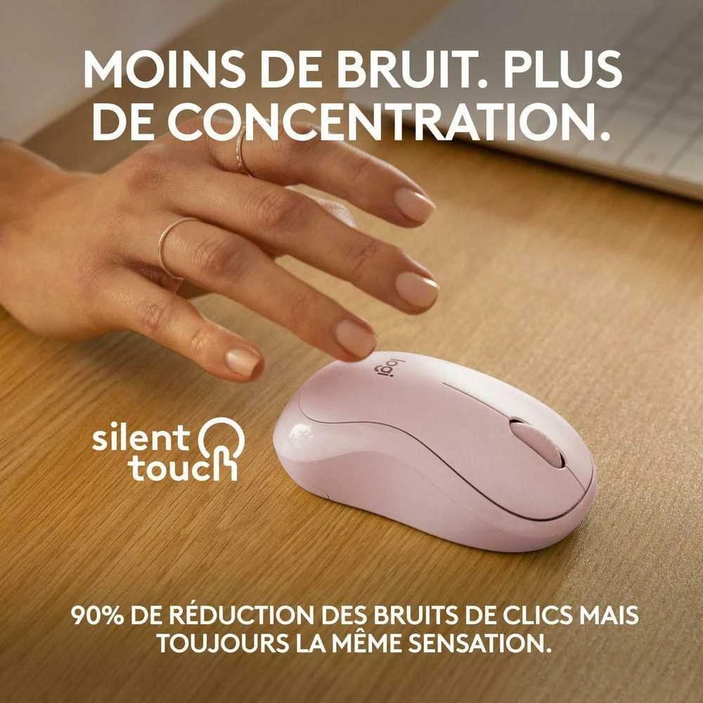 Belaidė pelė Logitech M240 Silent Bluetooth Mouse, rožinės spalvos
