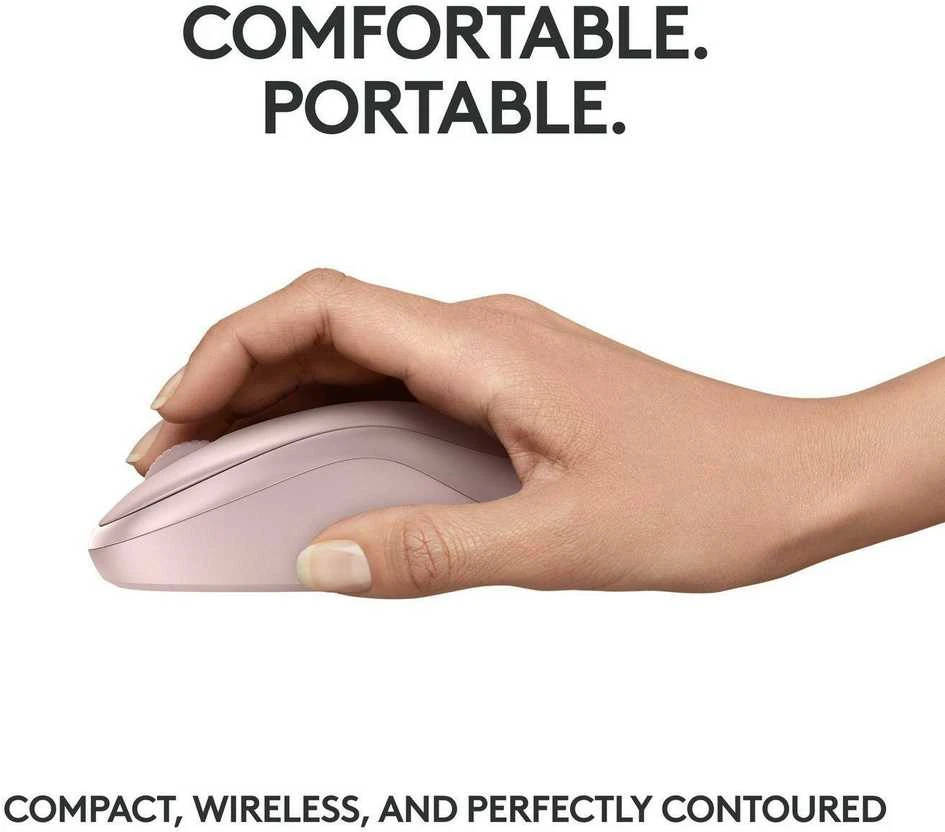 Belaidė pelė Logitech M240 Silent Bluetooth Mouse, rožinės spalvos