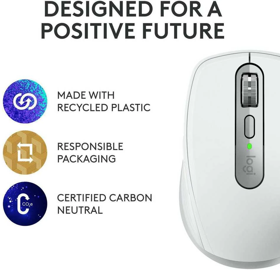 Belaidė pelė Logitech MX Anywhere 3S - RF belaidė + Bluetooth, lazerinis, 8000 DPI, Pale Pilkas (Baltas)