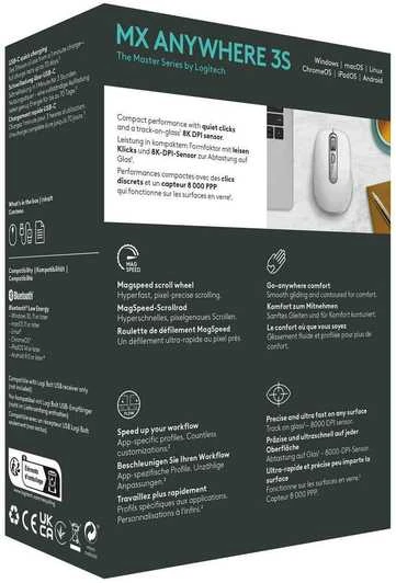 Belaidė pelė Logitech MX Anywhere 3S, šviesiai pilkos spalvos