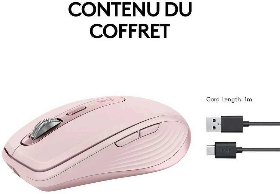 Belaidė pelė Logitech MX Anywhere 3S, rožinės spalvos