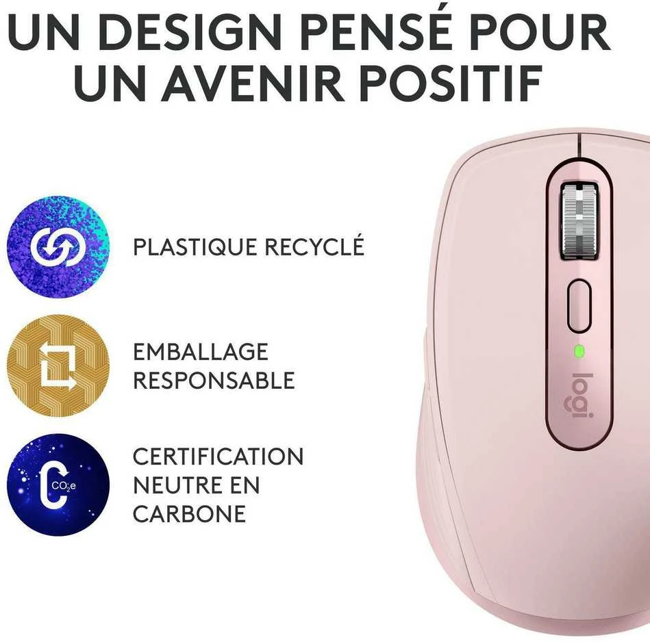 Belaidė pelė Logitech MX Anywhere 3S, rožinės spalvos