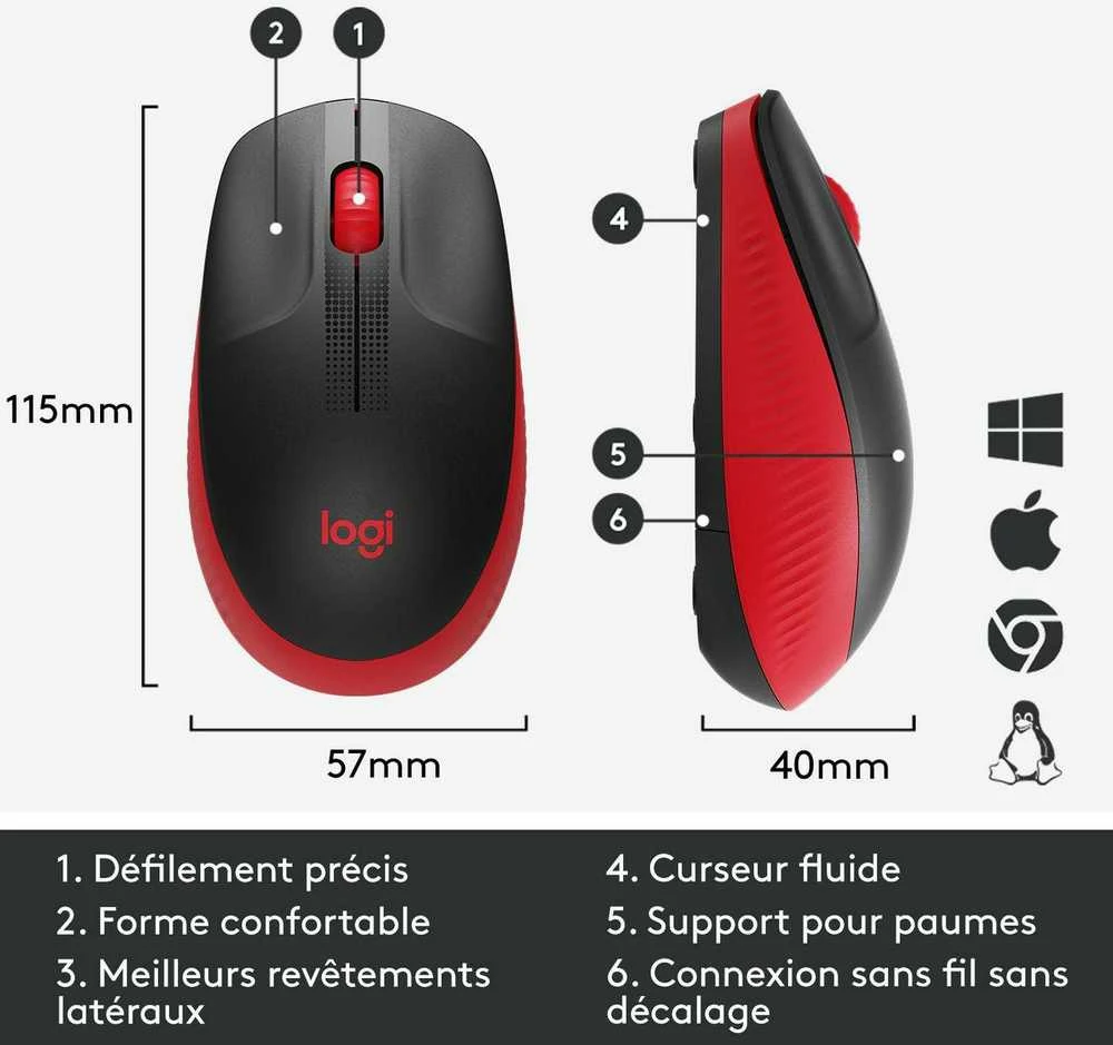 Belaidė pelė Logitech M190, raudonos spalvos