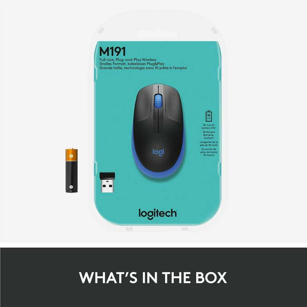 Belaidė pelė Logitech M190, mėlynos spalvos