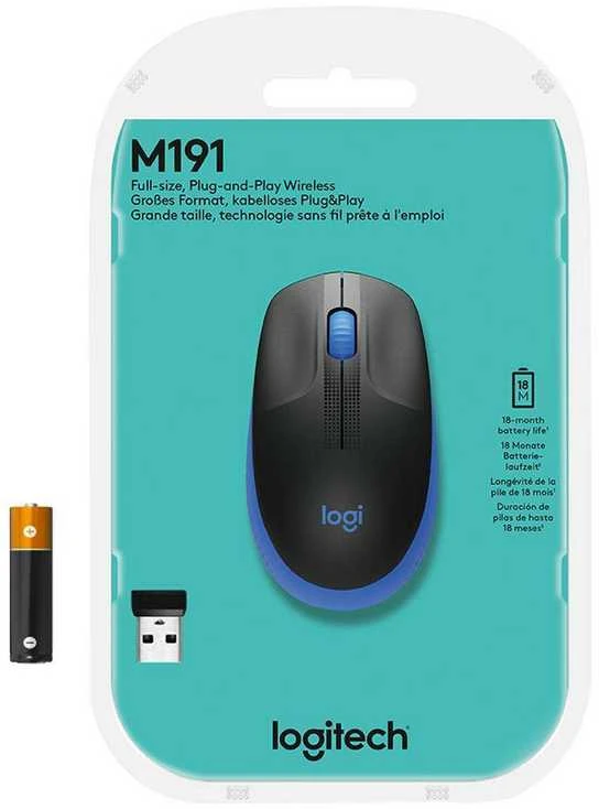 Belaidė pelė Logitech M190, mėlynos spalvos