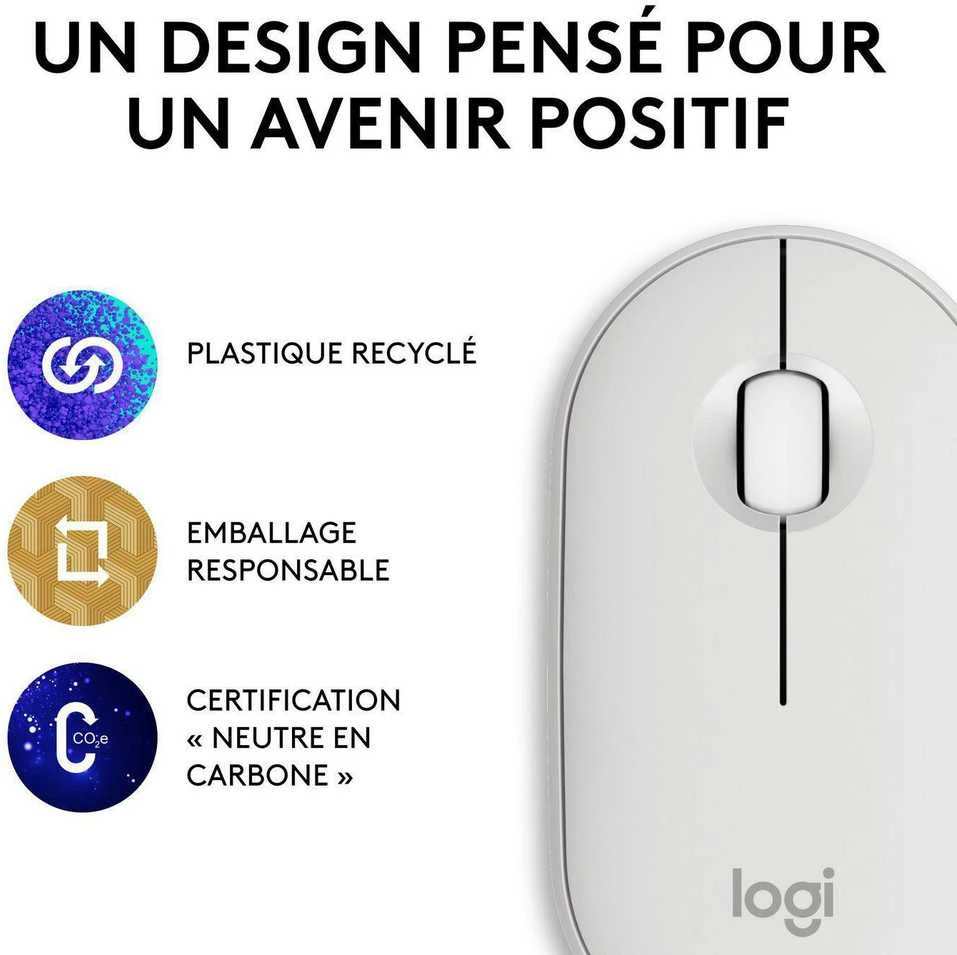 Belaidė pelė Logitech Pebble Mouse 2 M350s, Balta