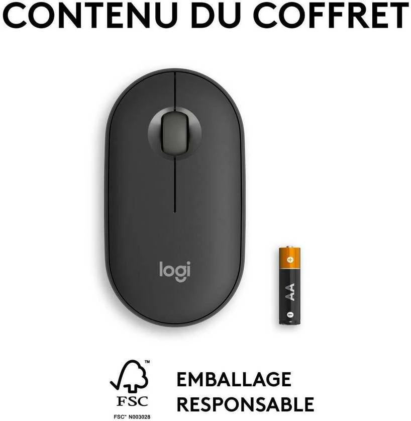 Belaidė pelė Logitech Pebble Mouse 2 M350s, Juoda