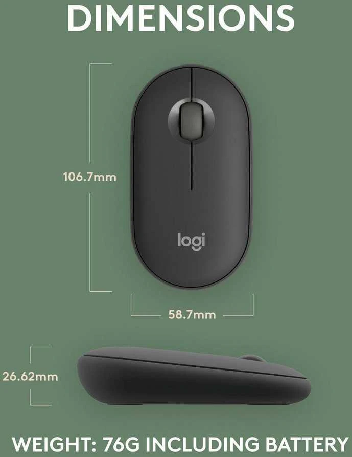 Belaidė pelė Logitech Pebble Mouse 2 M350s, Juoda