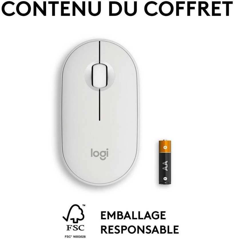 Belaidė pelė Logitech Pebble Mouse 2 M350s, Balta