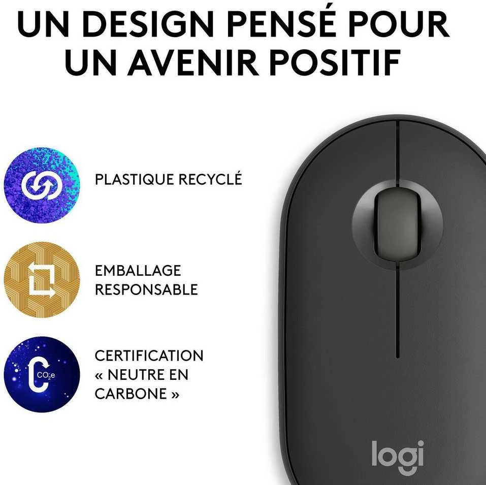 Belaidė pelė Logitech Pebble Mouse 2 M350s, Juoda
