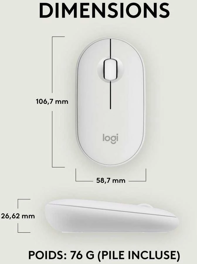 Belaidė pelė Logitech Pebble Mouse 2 M350s, Balta