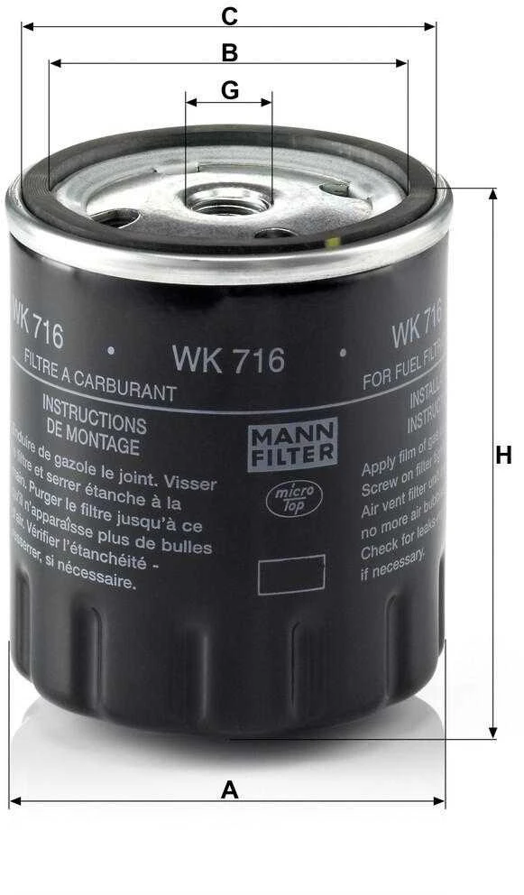 Mann Filter MANN kuro filtras WK716 Mercedes Benz W123 W126 240D 300CD 300D 300SD 300TD