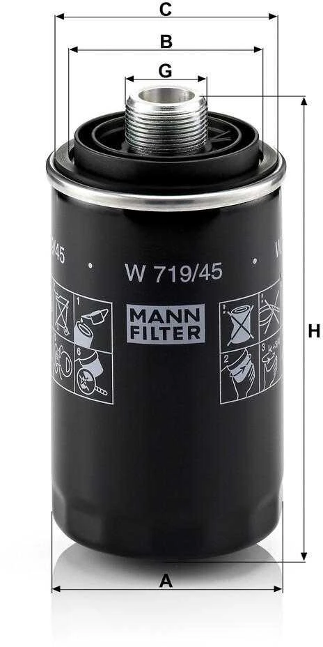 Mann Filter Mann W71945 alyvos filtras Audi VW 2.0L Turbo varikliui 2008-2017