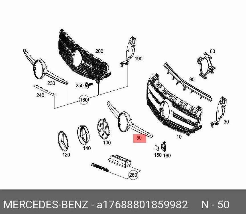 Mercedes-Benz A klasės W176 priekinis bamperis Radiatoriaus grotelės originalios