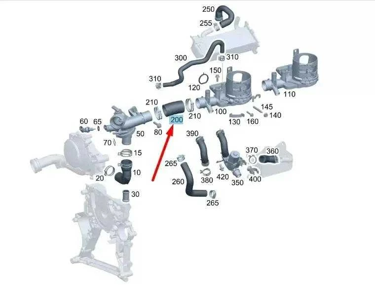 Mercedes Benz C Klase W204 Termostatas Ir Vandens Isejimo Vamzdis Originalus A6512030300