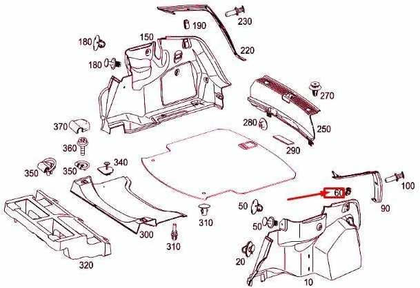 "Mercedes-Benz W204" bagažo skyriaus laikiklio apkaba Originali A2046930014