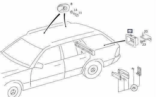 Mercedes Benz Mercedes S124 Galinių bagažinės durų rankenos rėmo įdėklas originalus A12486801819051