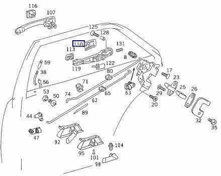 Mercedes Benz Mercedes W124 galinės durų rankenos tarpiklio sandariklis A12476600057007 originalus
