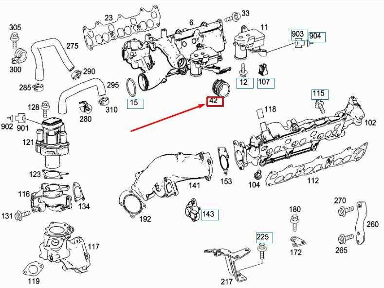 Mercedes Benz OM642 Variklio Įpučiamojo Jungtys Su Užiūrimais Žiedais Originalus A6420980037