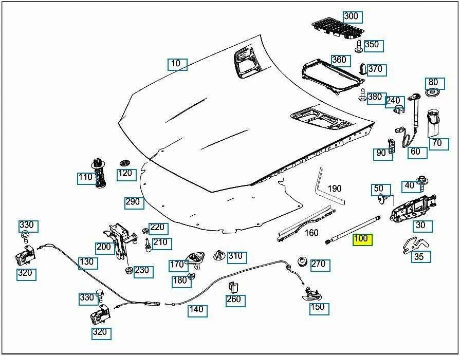 Mercedes-Benz Variklio Dangčio Statramstis SLC 250 SLK 250 Originalus A1729800064
